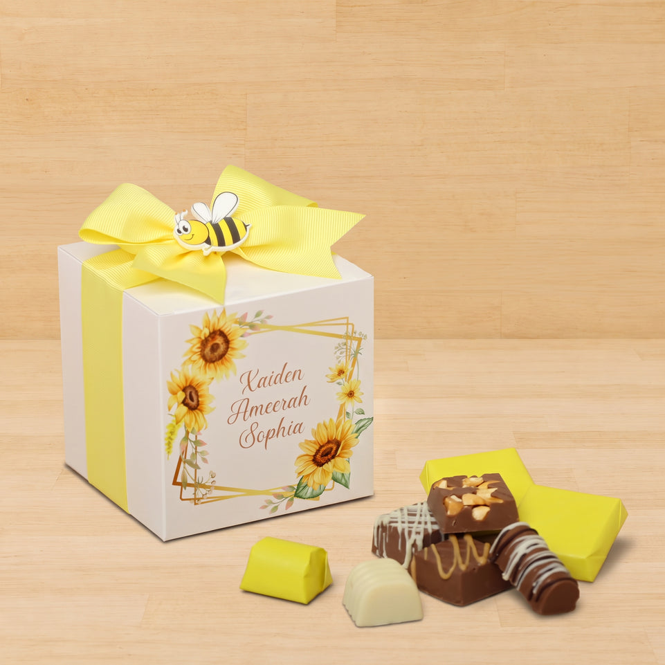 Set of 20 boxes sun flower design personalized chocolate soft box