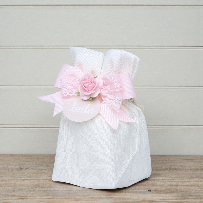 Set of 20 Baby girl flower decorated candle bag