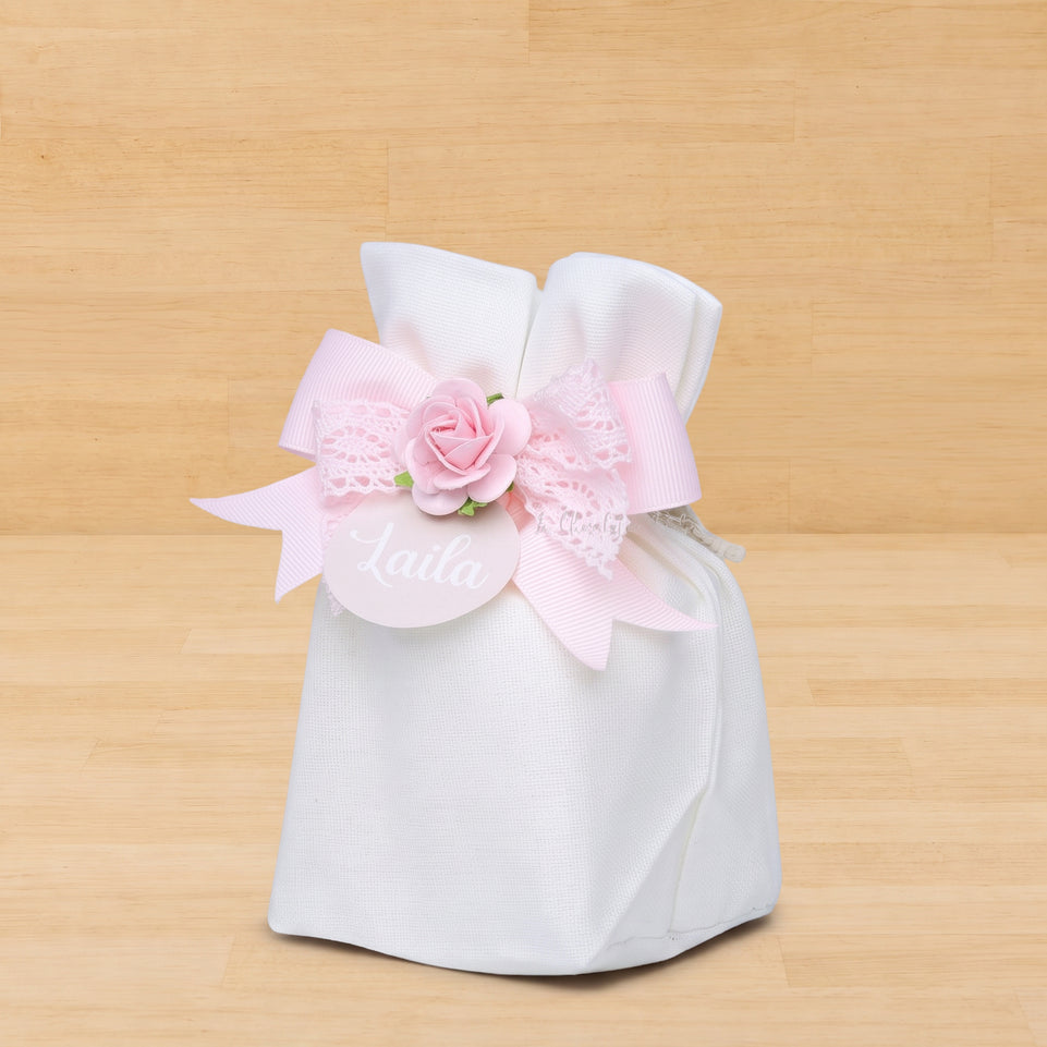Set of 20 Baby girl flower decorated candle bag