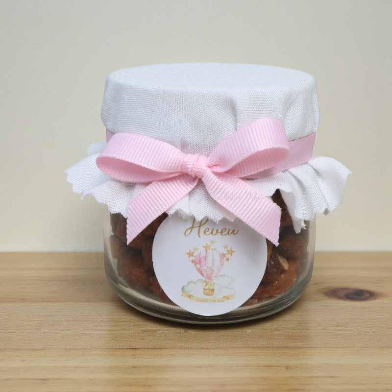 Set of 20 Baby girl personalized caramelized nuts jar