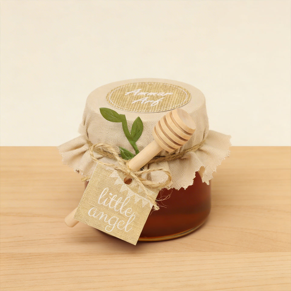 Set of 20 Baby Rustic decorated honey glass jar