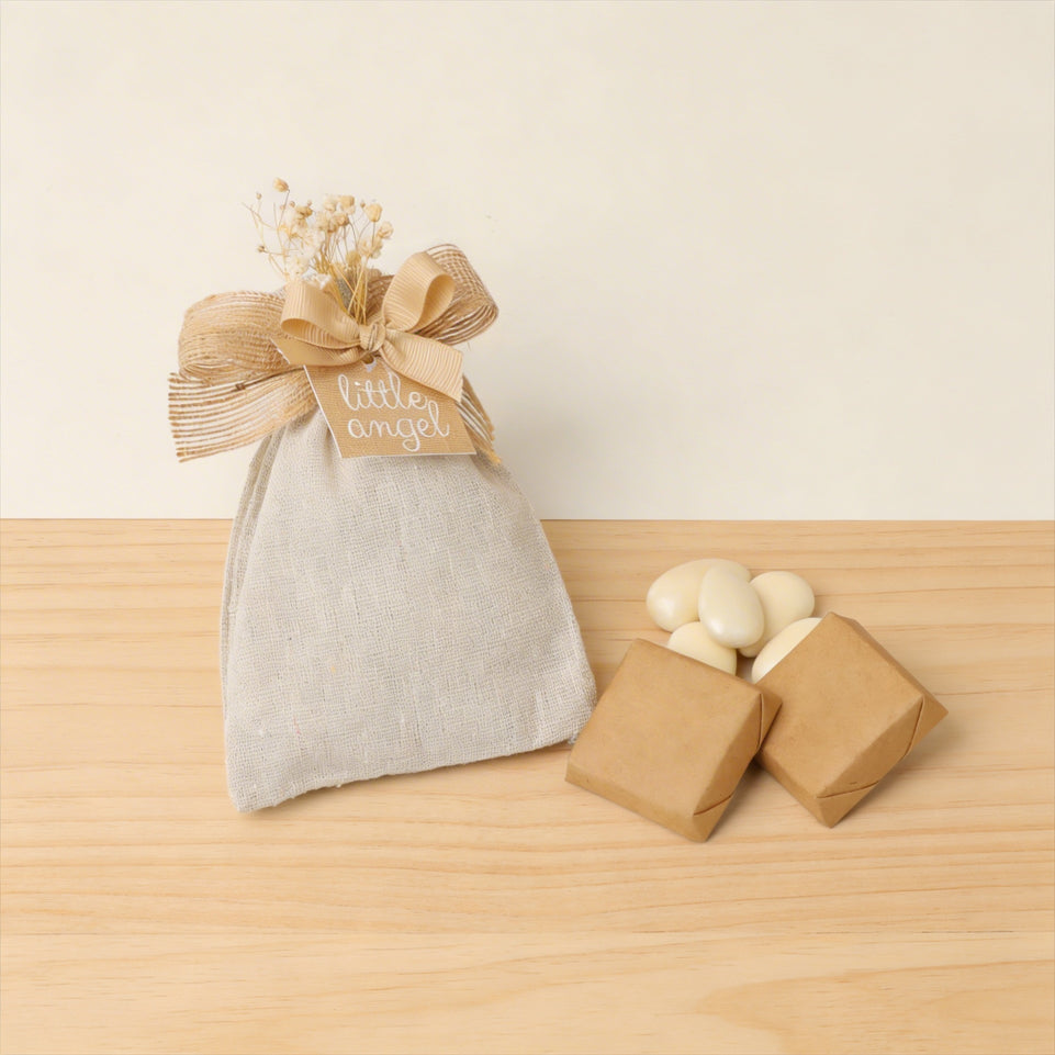 Baby personalized premium chocolate & almond dragees bag giveaway