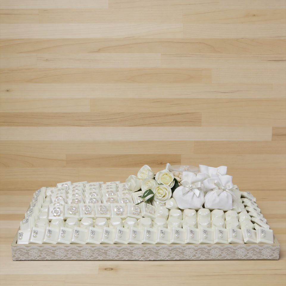 Bridal decorated chocolate leather large tray