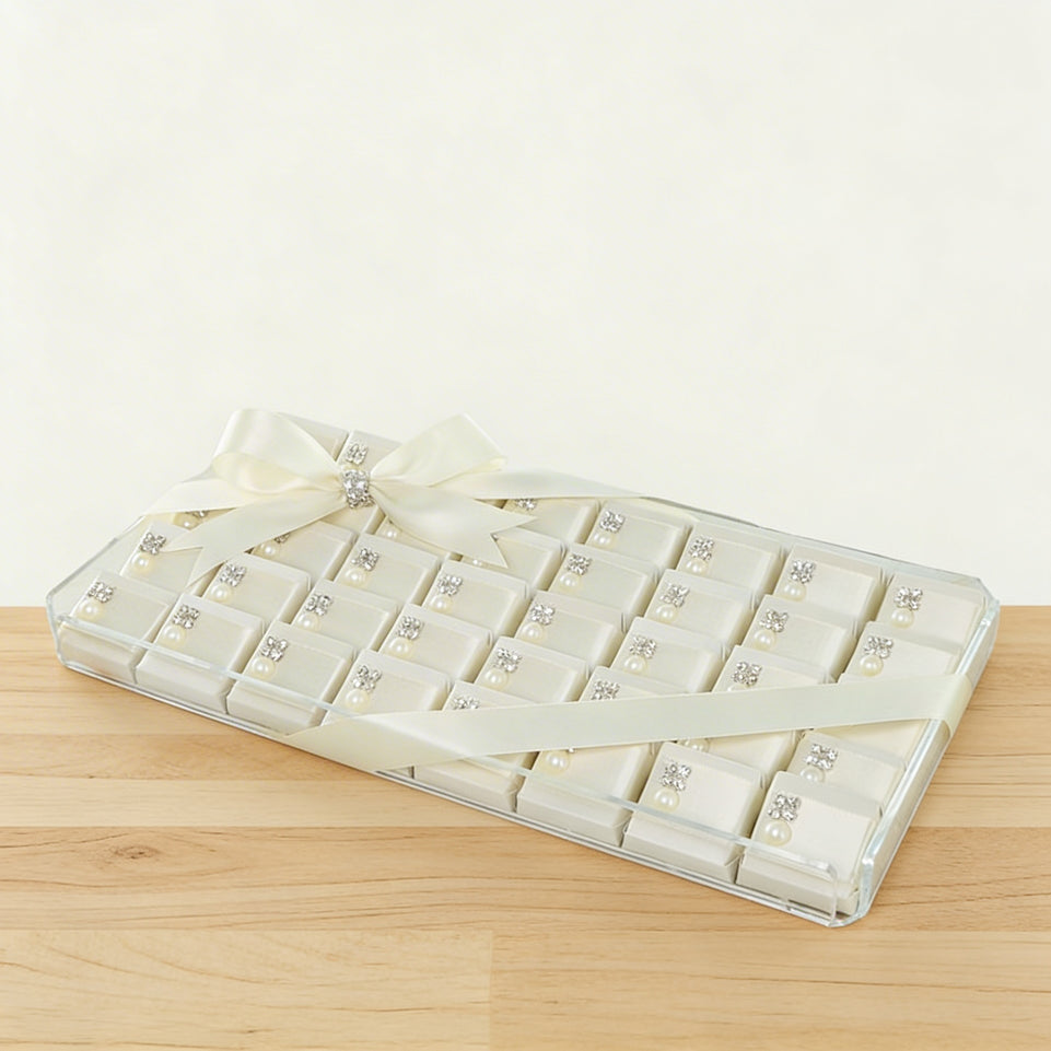 Bridal pearl decorated chocolate acrylic tray