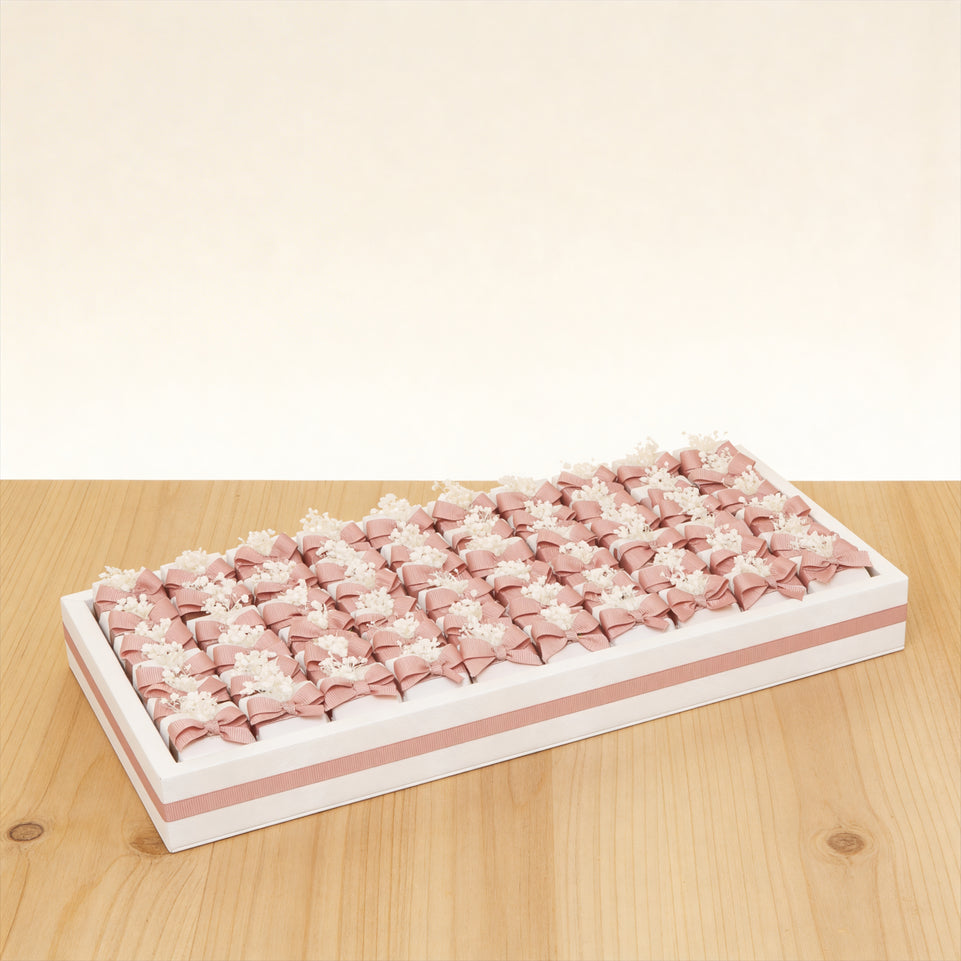 Bridal ribbon and flower decorated premium chocolate medium leather tray