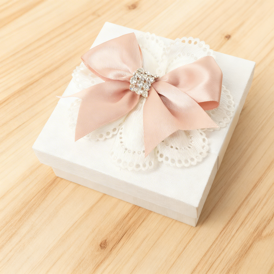 Set of 20 Bridal premium chocolate decorated box with rhinestones ribbons