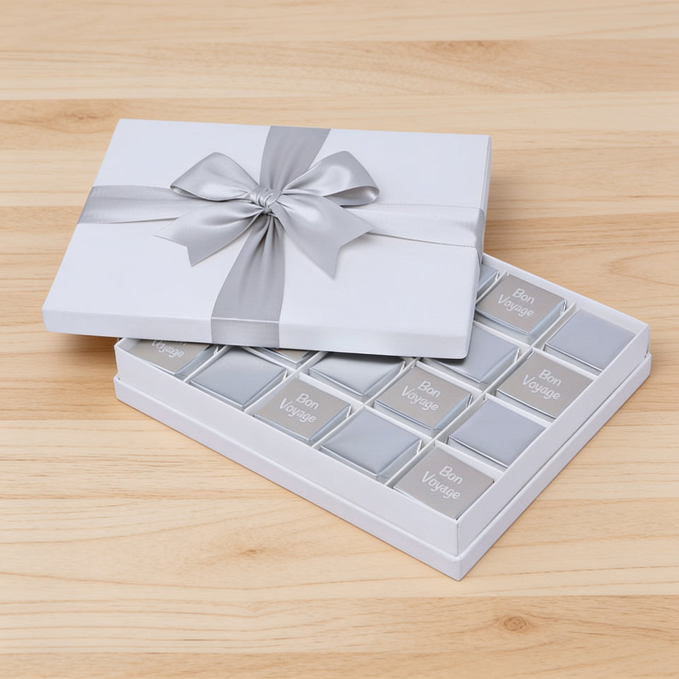 Bon voyage classic silver designed 20 piece premium chocolate hard box