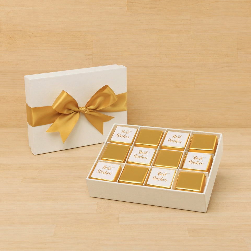 Best wishes gold classic designed 12P premium chocolate hard box