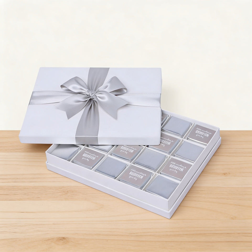 "Brighten your day" classic silver designed 20-piece premium chocolate hard box