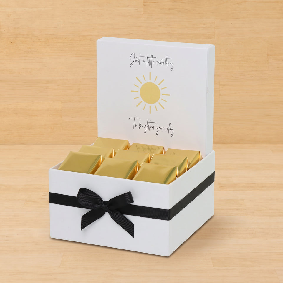 "Brighten your day" sun streak designed premium chocolate small hamper
