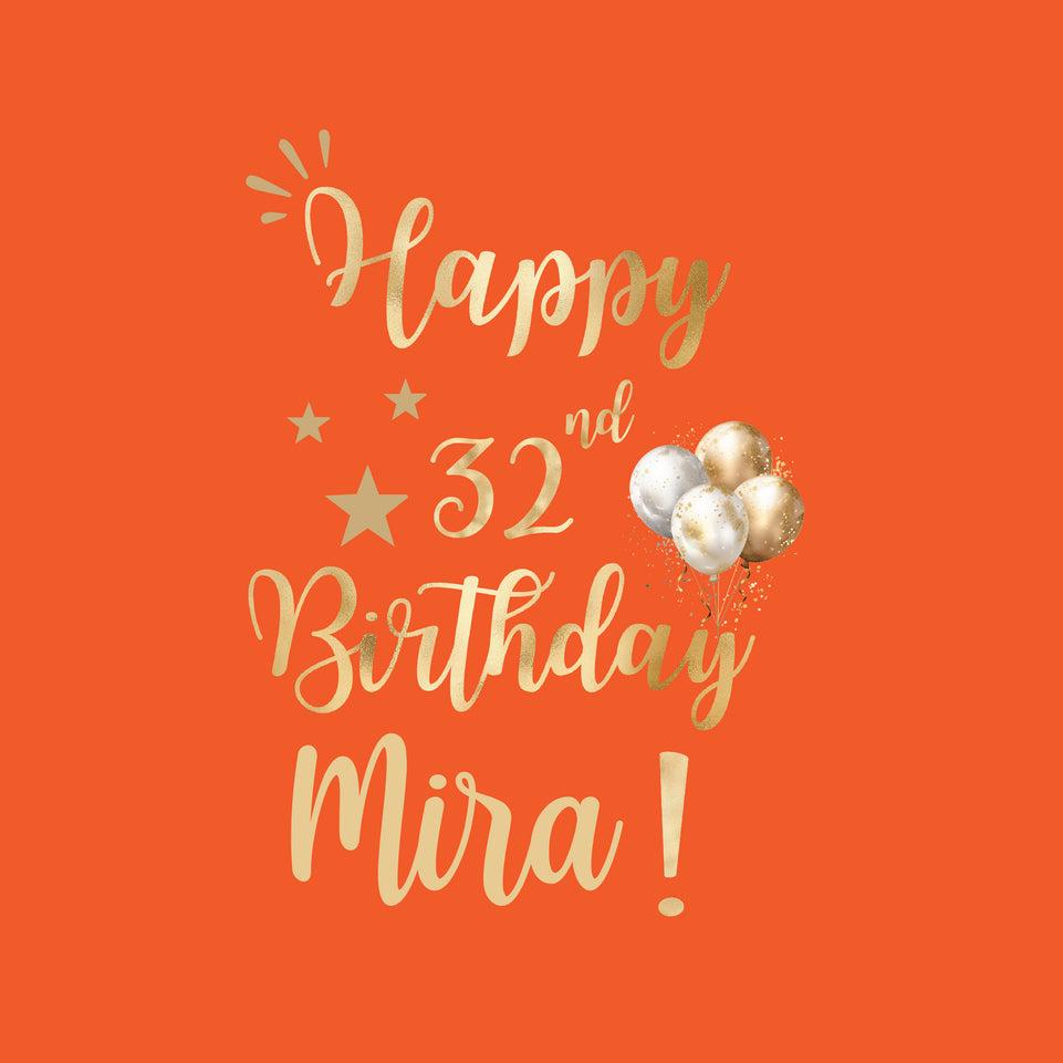 Birthday personalized age and name deep orange greeting card