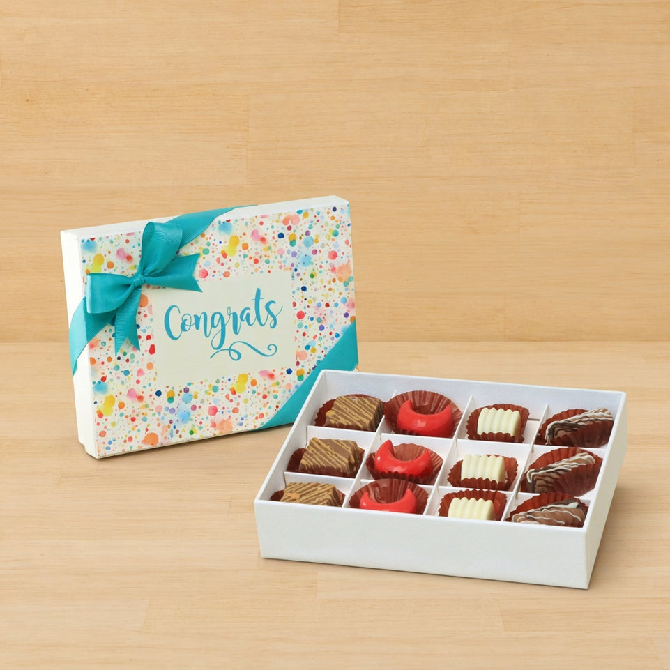 Congrats colored bubble designed 12P premium chocolate hard box