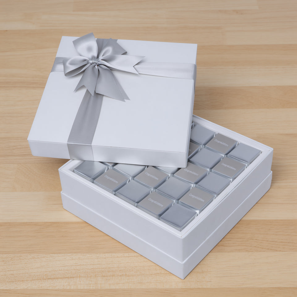 Congratulations classic silver designed chocolate hard box