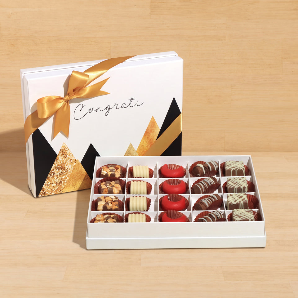 Congrats geometric designed 20P premium chocolate hard box