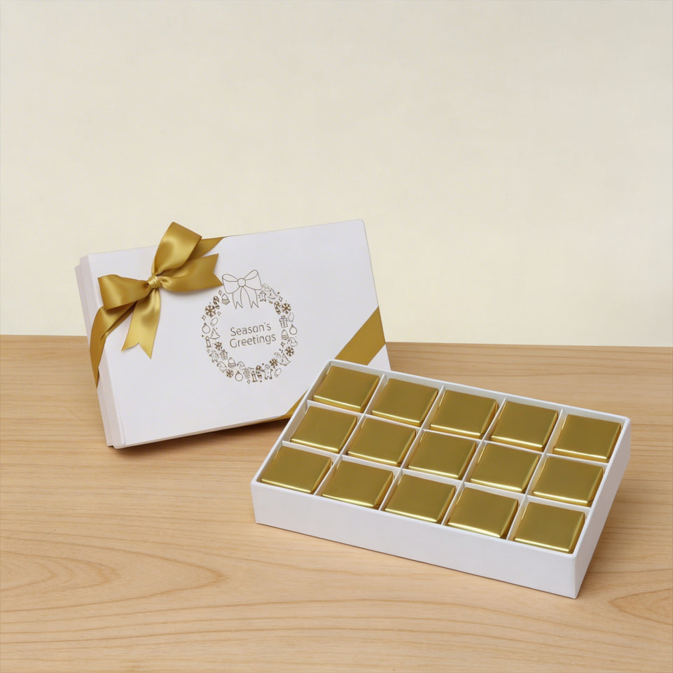 Season's greetings designed premium chocolate 15 piece hard box