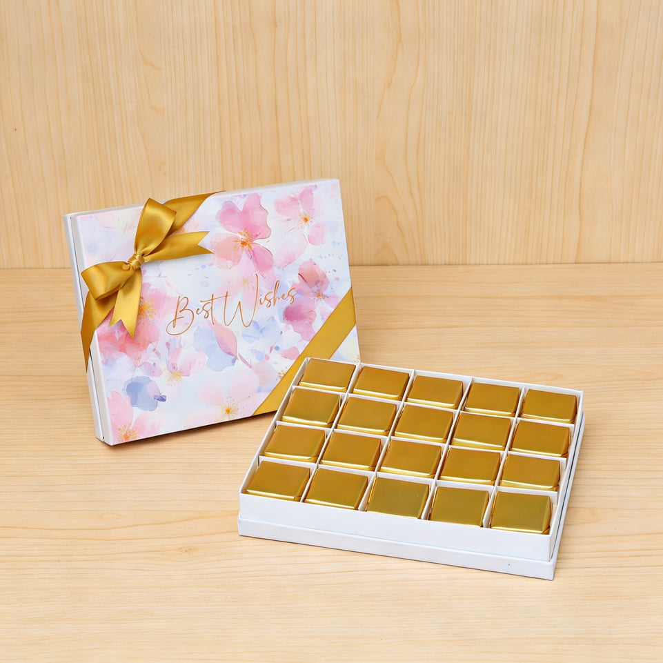 Best wishes pastel designed 20p premium chocolate hard box