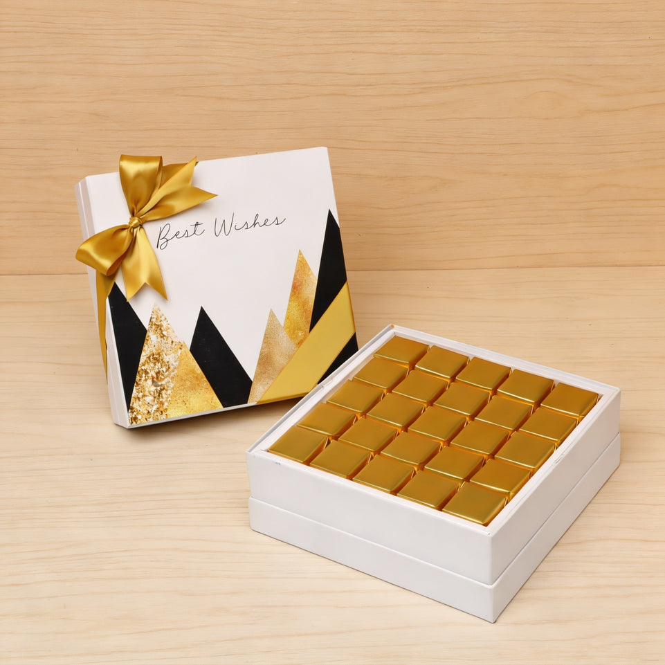 Best wishes geometric designed 25p premium chocolate hard box