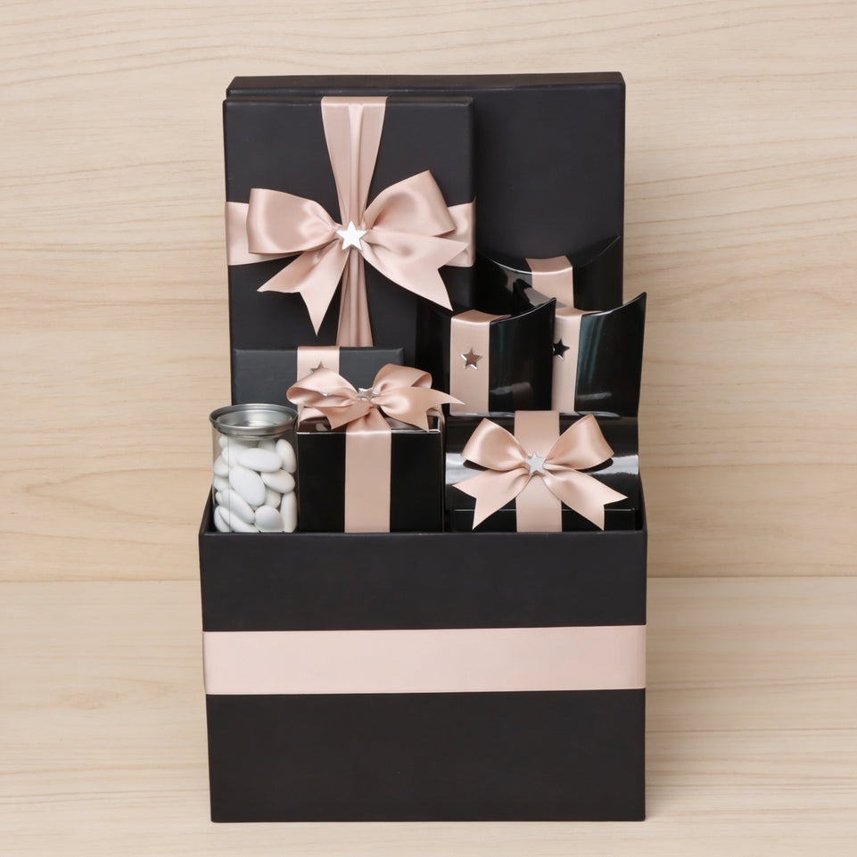 Elegant chocolate & sweets large black hamper