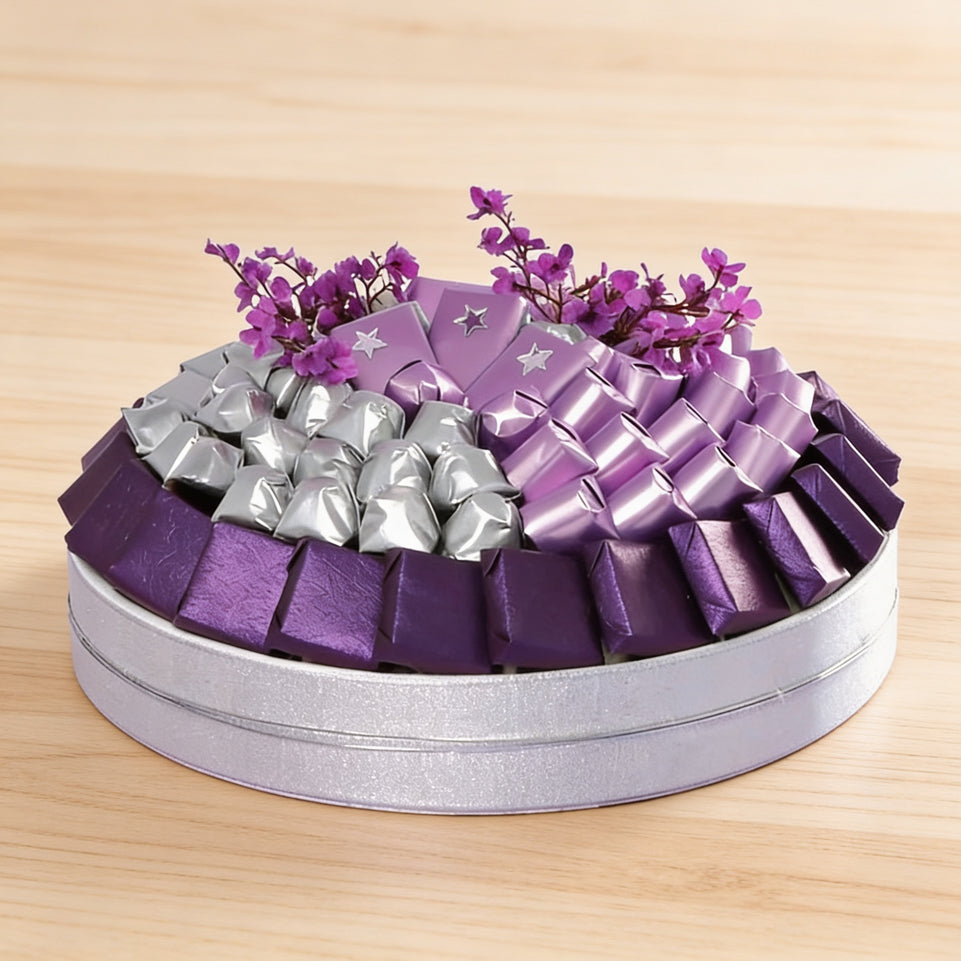 Premium leather acrylic leather round gift tray