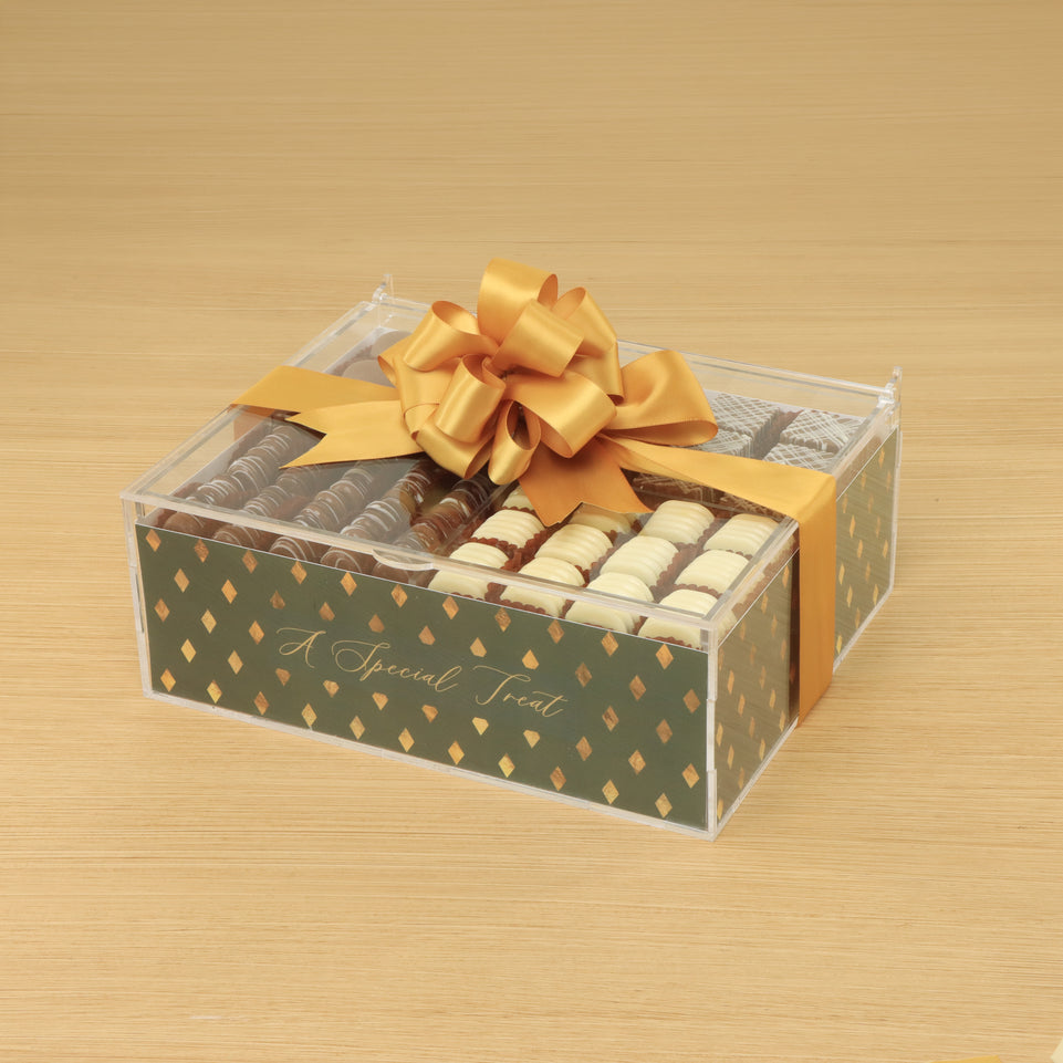 A special treat diamond pattern design premium chocolate small double acrylic tray