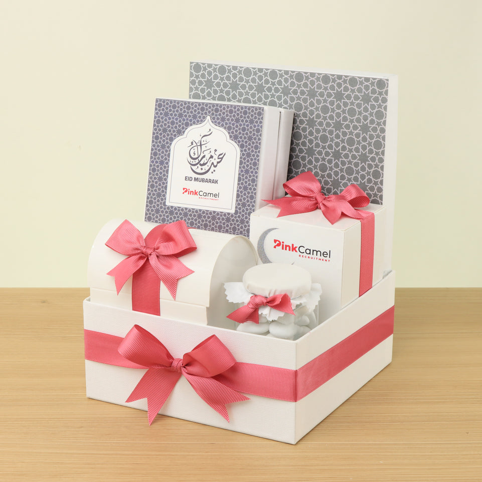 Corporate customized Eid Mubarak designed premium chocolate & sweets medium hamper