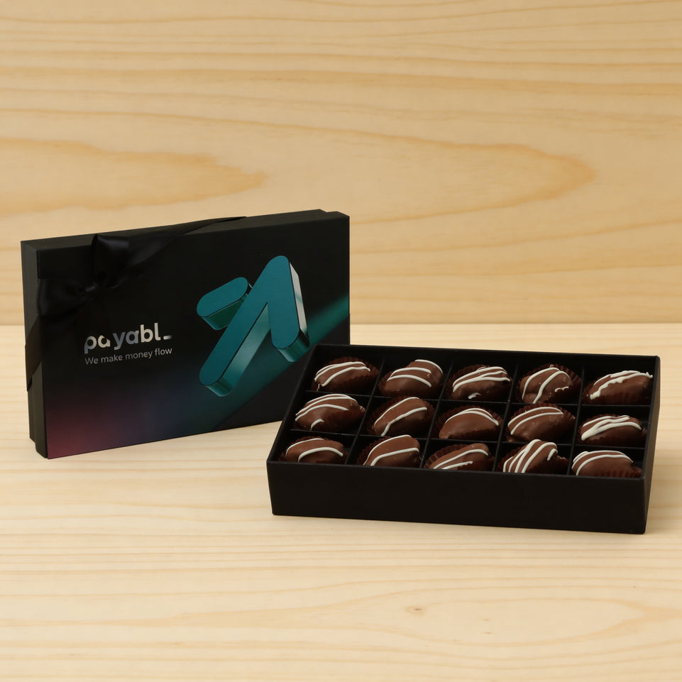 Set of 4 Corporate customized premium chocolate coated dates 15P hard box