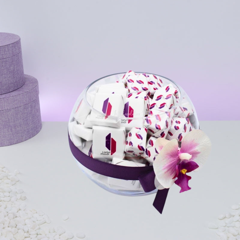 Corporate branded premium chocolate glass bowl