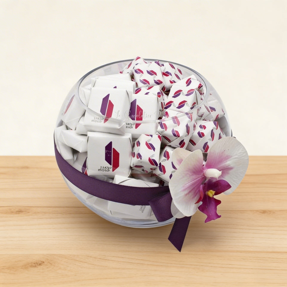 Corporate branded premium chocolate glass bowl