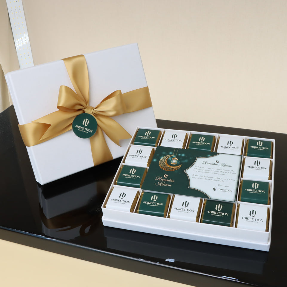 Corporate branded chocolate hard box with message card