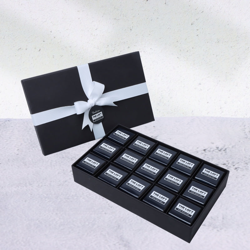 Set of 4 corporate branded chocolate black hard box