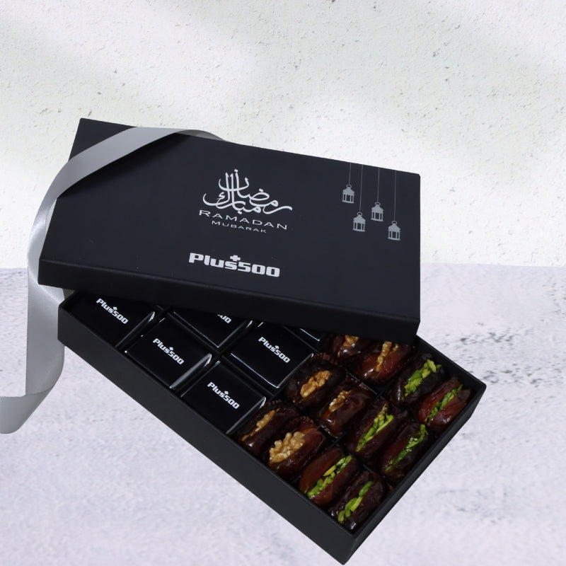 Set of 4 Ramadan designed corporate branded chocolate & dates hard box