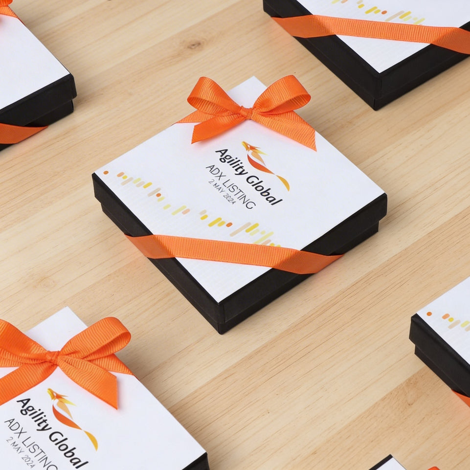 Set of 15 Corporate branded premium chocolate 4 - piece black hard box
