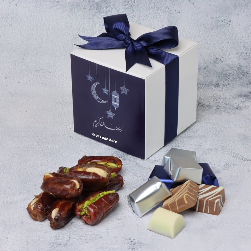 Set of 20 Corporate customized premium chocolate & dates soft box giveaway