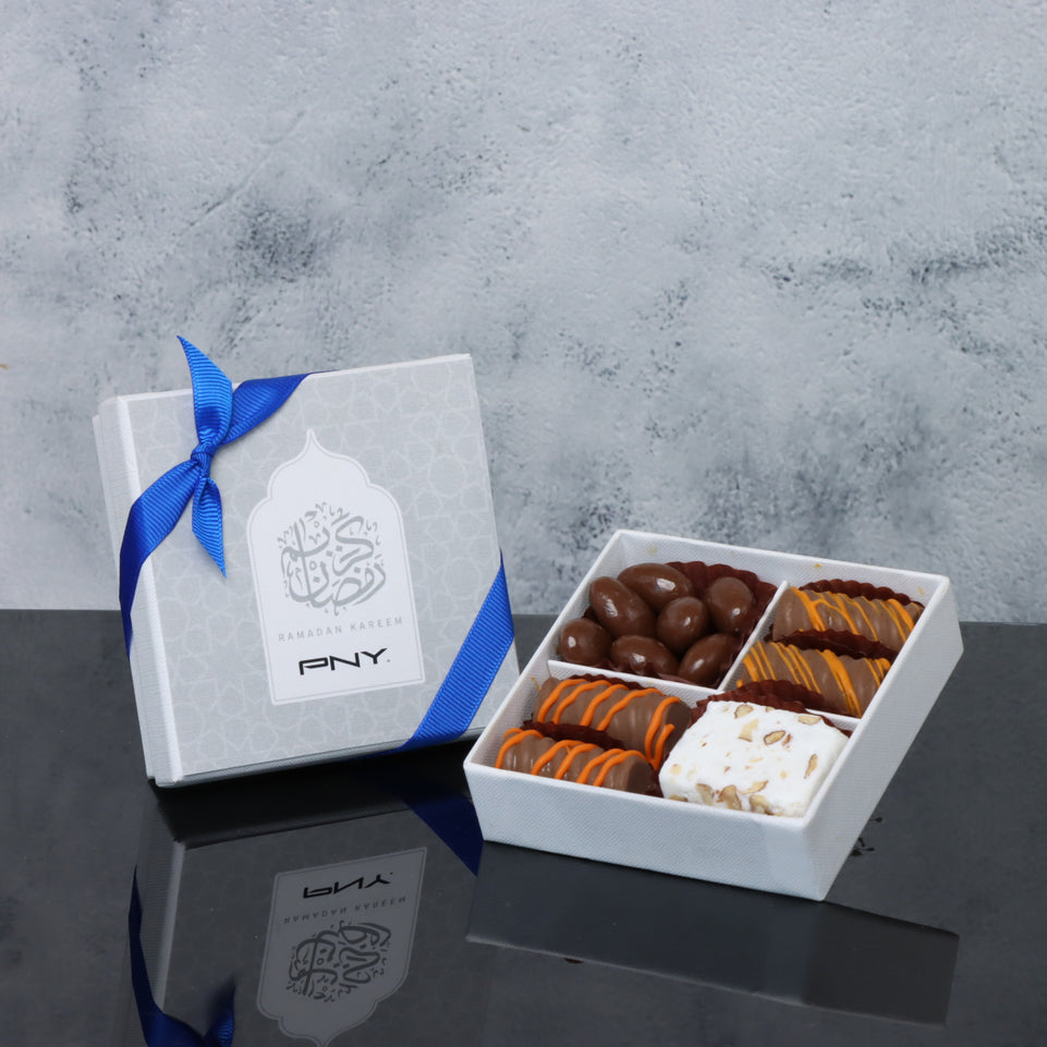 Corporate customized Ramadan design chocolate & sweets hard box giveaway
