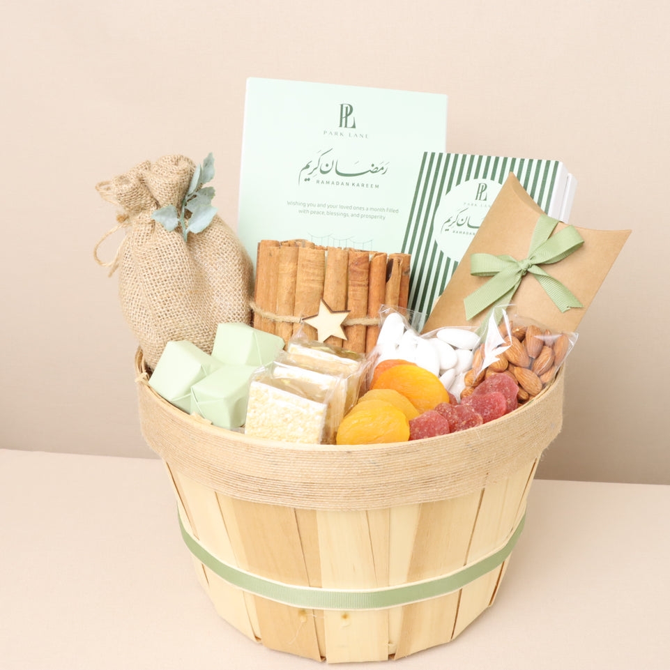 Corporate customized Ramadan kareem chocolate & nuts bucket hamper