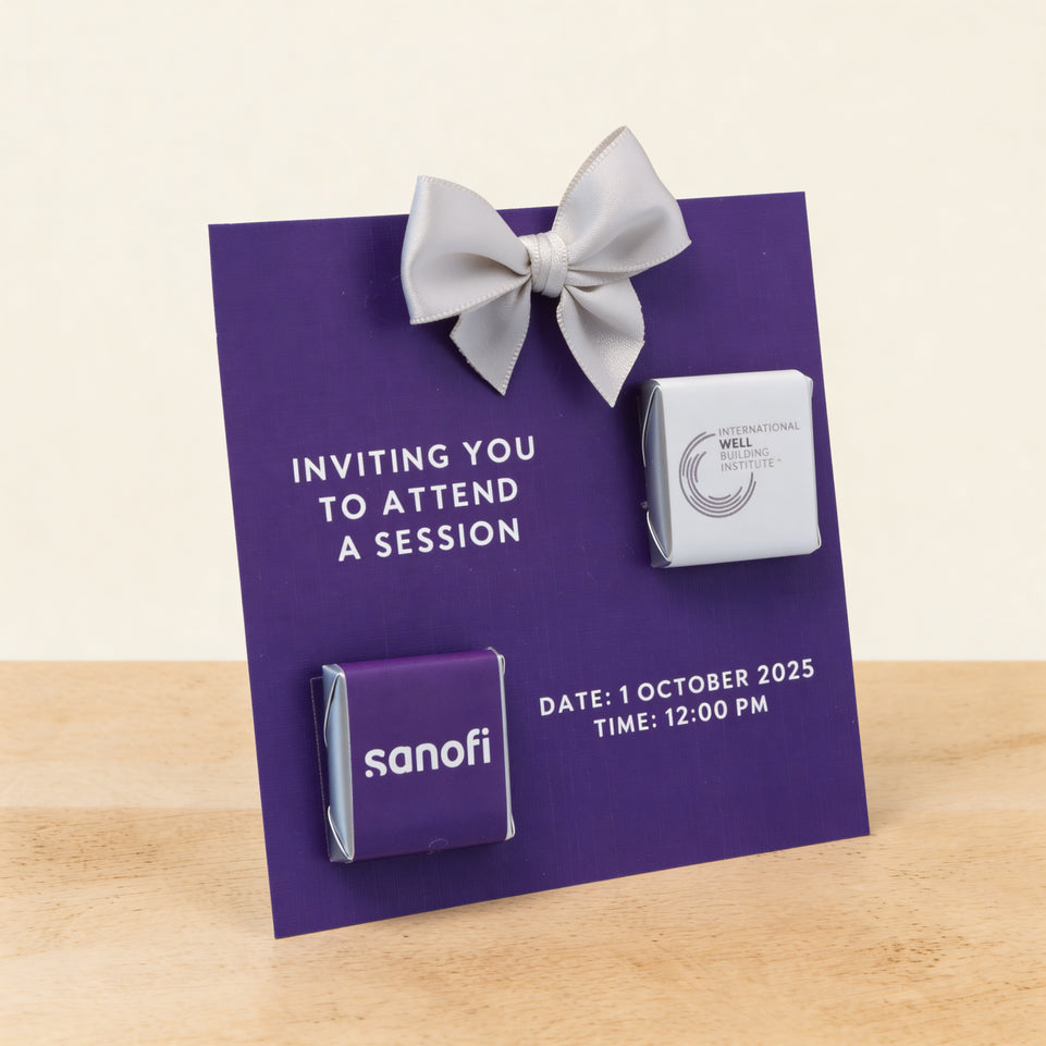 Set of 20 corporate customized premium thin chocolate invitation card