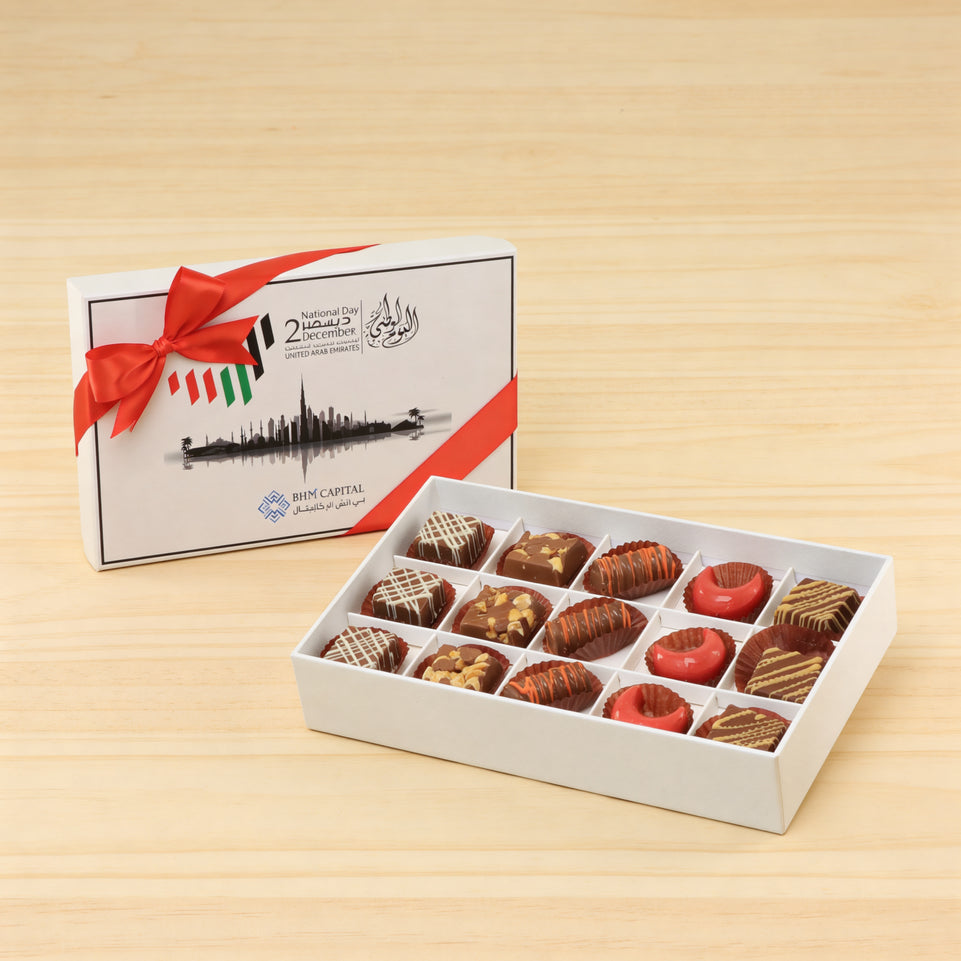 Set of 4 Corporate customized national day designed premium chocolate 15P hard box