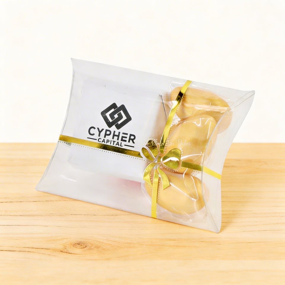 Set of 20 Corporate branded chocolate & almond dragees clear box