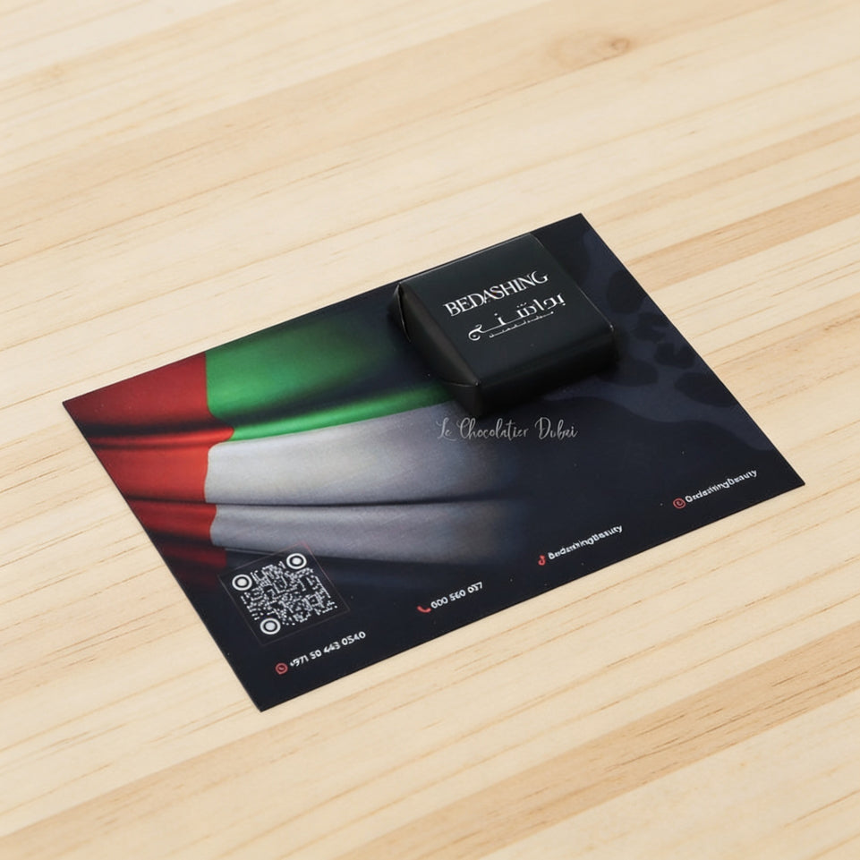 Set of 50 national day designed corporate branded chocolate card