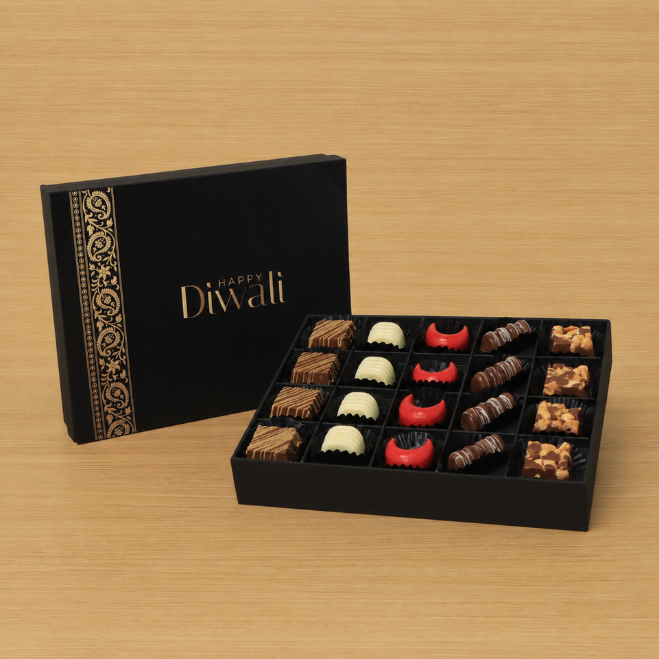 Happy Diwali designed premium chocolate 20P black hard box