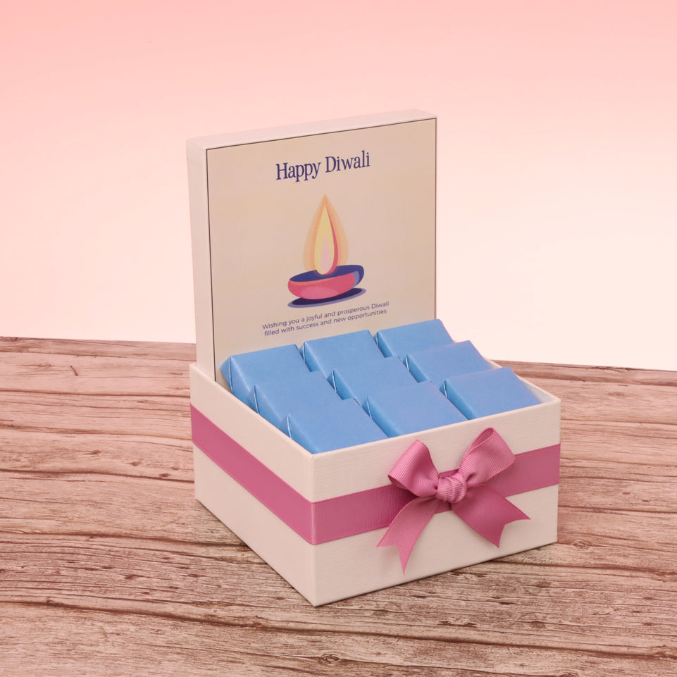 Happy diwali candle pink designed premium chocolate small hamper