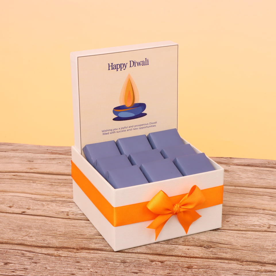 Happy diwali candle blue designed premium chocolate small hamper