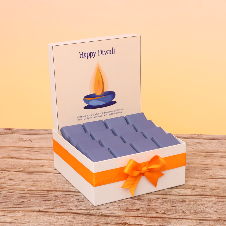 Happy diwali candle blue designed premium chocolate medium hamper