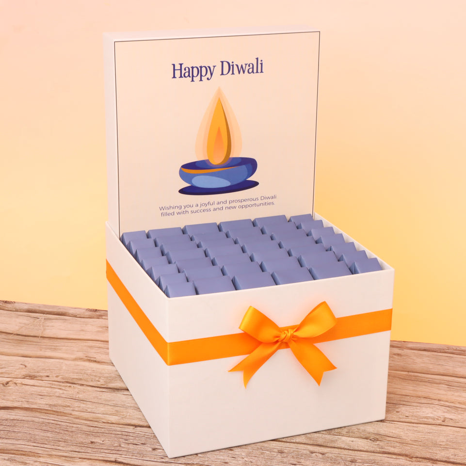 Happy diwali candle blue designed premium chocolate large hamper