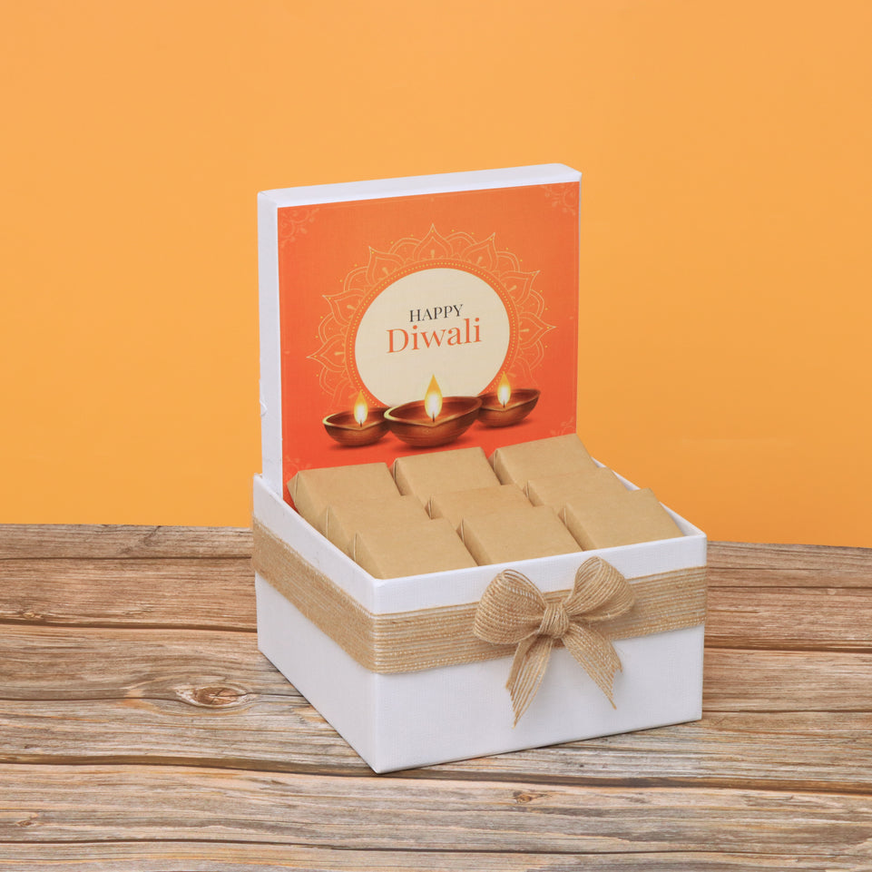 Happy diwali golden candle designed premium chocolate small hamper
