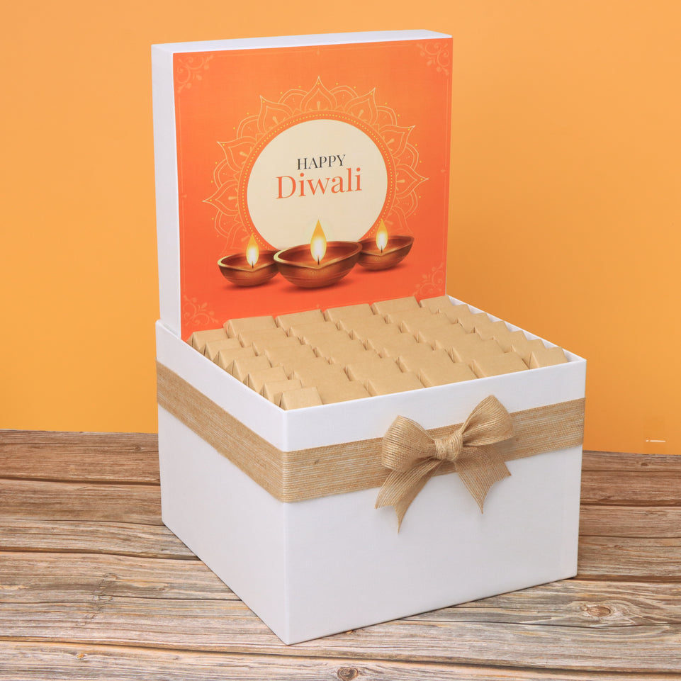 Happy diwali golden candle designed premium chocolate large hamper