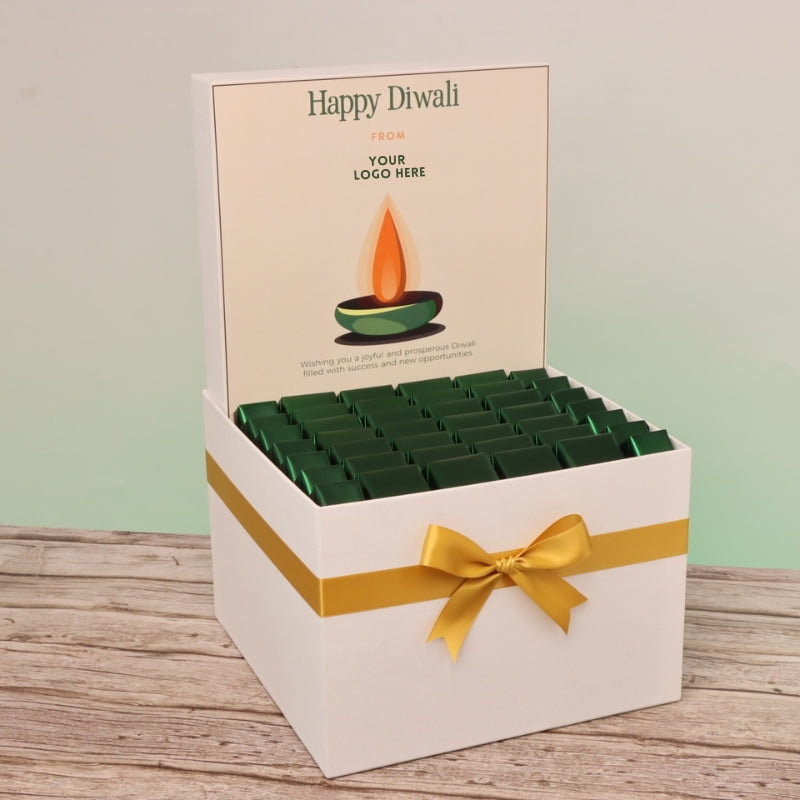 Corporate customized diwali candle green designed premium chocolate large hamper