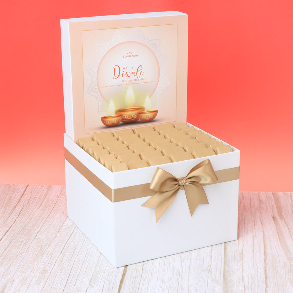 Corporate customized diwali golden candle designed premium chocolate large hamper