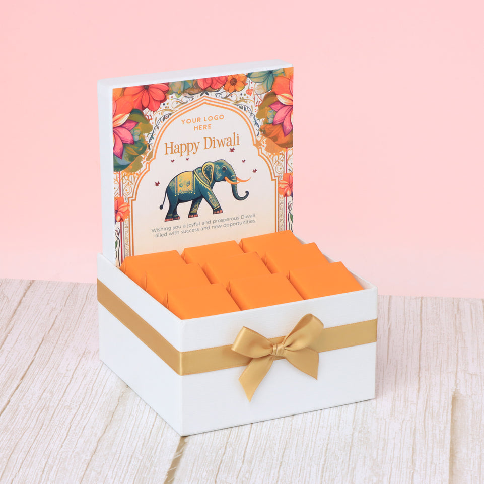 Corporate customized diwali floral elephant designed premium chocolate small hamper