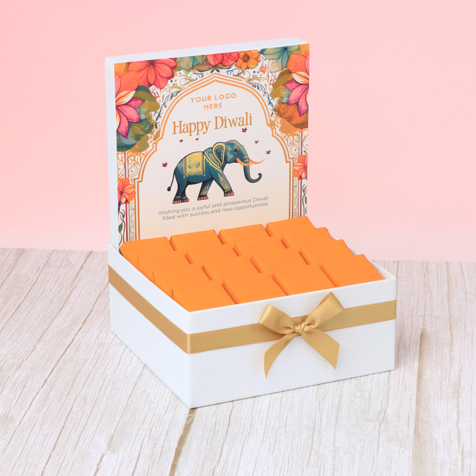 Corporate customized diwali floral elephant designed premium chocolate medium hamper